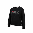 VINTAGE FILA Φούτερ Crew Neck S | Μεγάλο Κεντητό Λογότυπο | Μαύρο